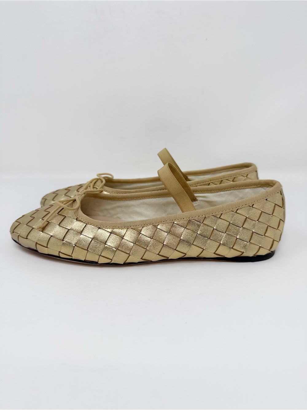 New Loeffler Randall Leonie Gold Woven Ballet Flat Sz 7 - Picture 7 of 13